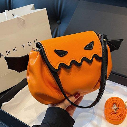 Halloween Pumpkin Crossbody Bag with Wings