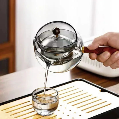 Semi-Automatic Rotary Heat-Resistant Glass Teapot