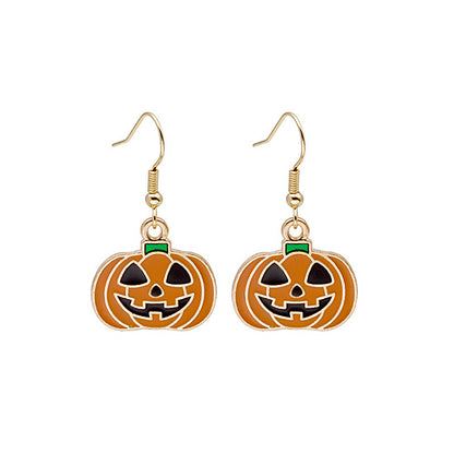 Halloween Earrings: Cute Pumpkin and Spooky Oil Drip Alloy Jewelry