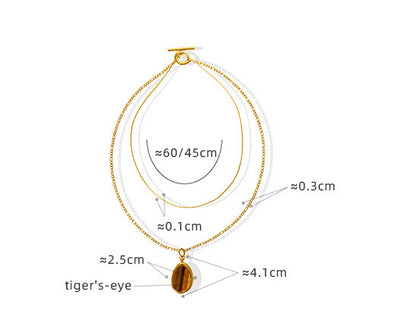 Natural Tiger Eye Double-Layer Necklace