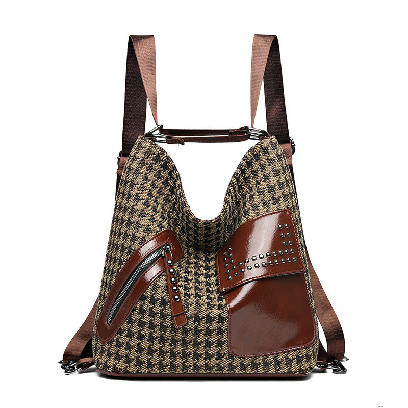 Chic Houndstooth Convertible Bag