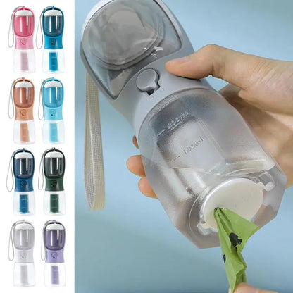 Three-in-One Portable Dog Water Cup: Drinking, Food, and Waste Bag Dispenser