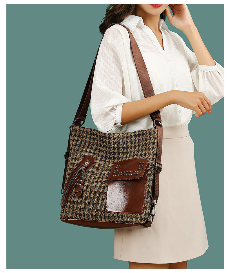 Chic Houndstooth Convertible Bag