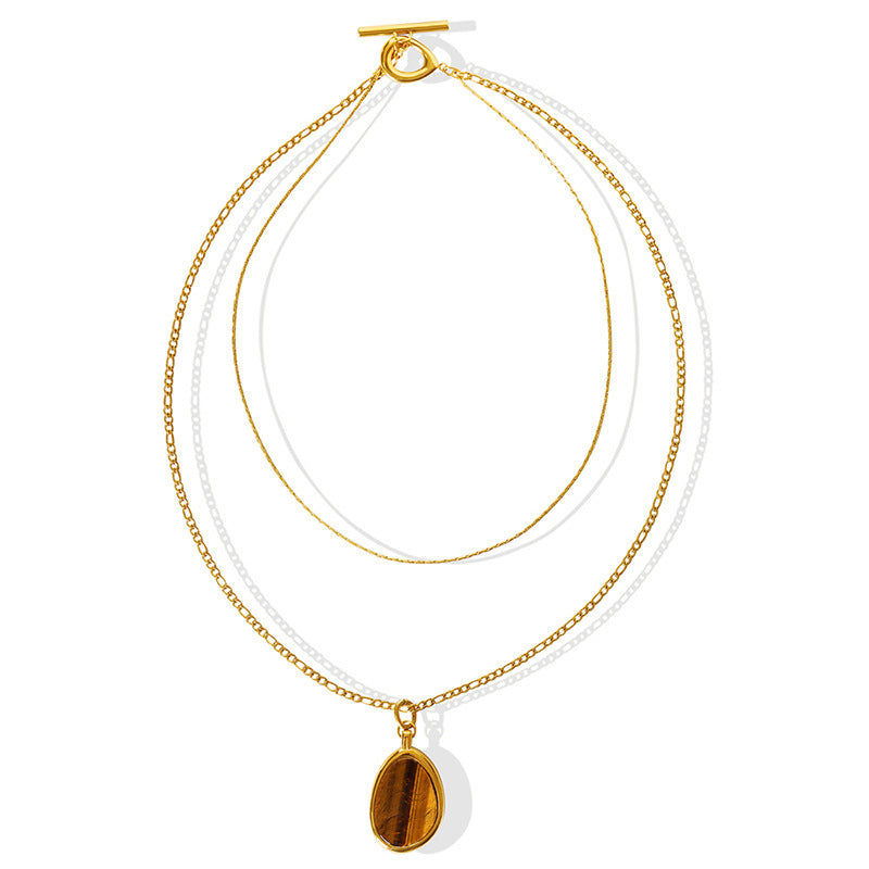 Natural Tiger Eye Double-Layer Necklace