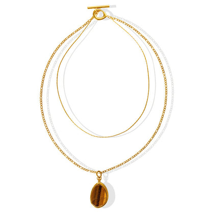 Natural Tiger Eye Double-Layer Necklace