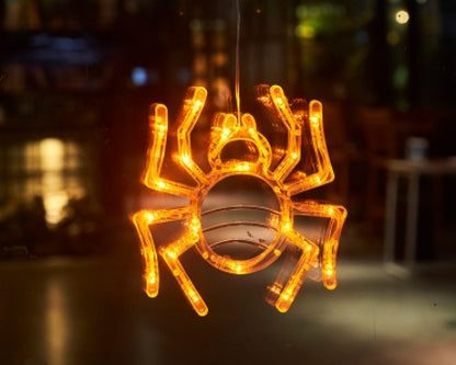 Halloween LED Window Hanging Lights: Spider, Pumpkin, and Ghost Decorations for a Spooky Atmosphere