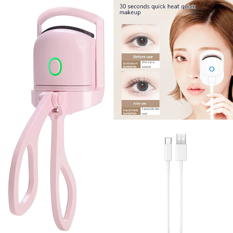 Heated Electric Eyelash Curler – Portable Thermal Makeup Tool