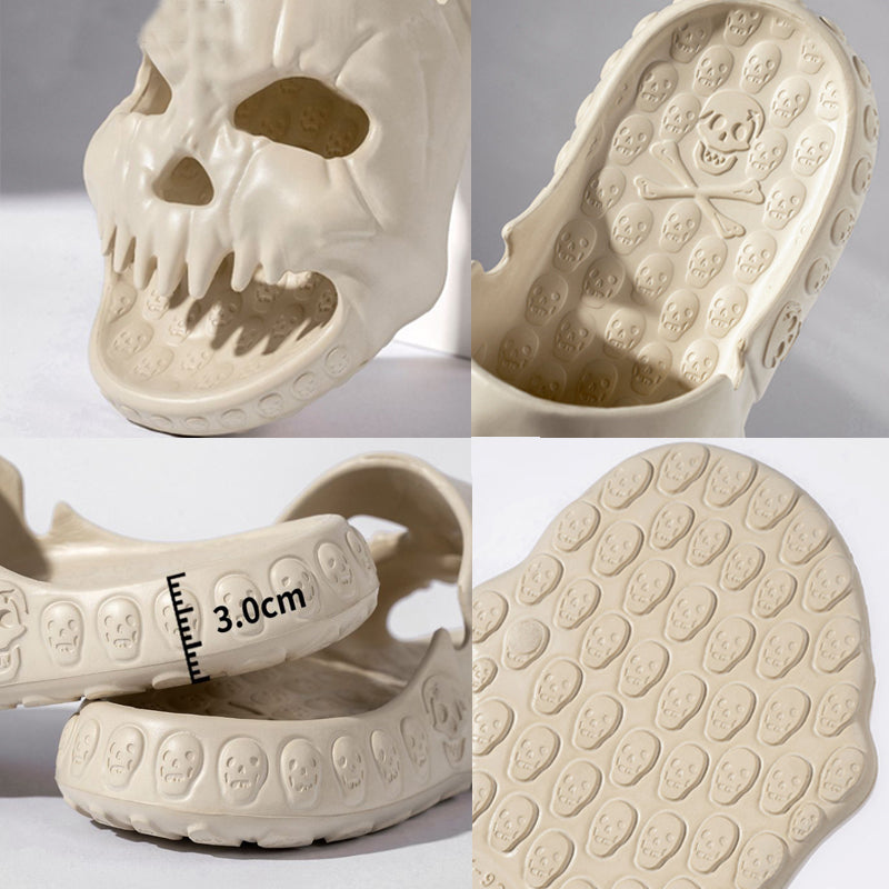 Personalized Skull Design Halloween Slippers: Indoor/Outdoor Slides