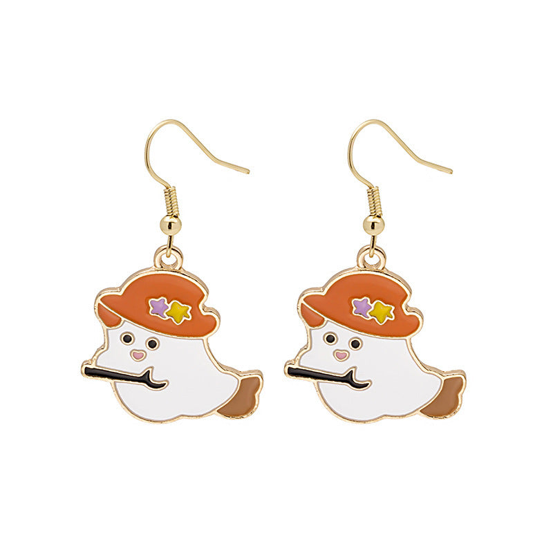 Halloween Earrings: Cute Pumpkin and Spooky Oil Drip Alloy Jewelry