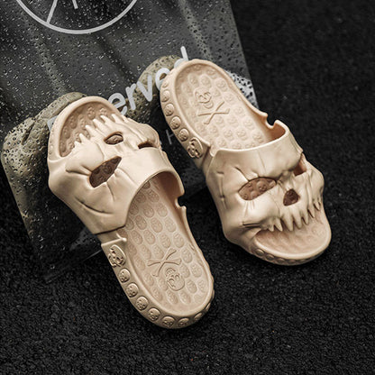 Personalized Skull Design Halloween Slippers: Indoor/Outdoor Slides