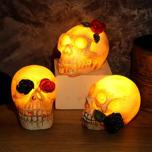 Skull Lamp: Ghostly Resin Skeleton Head LED Candle Light