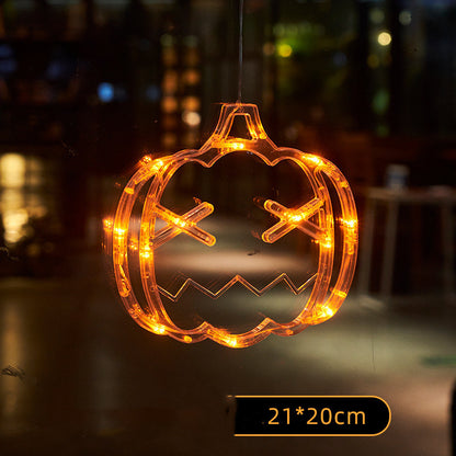 Halloween LED Window Hanging Lights: Spider, Pumpkin, and Ghost Decorations for a Spooky Atmosphere