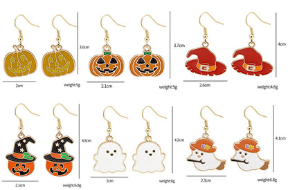 Halloween Earrings: Cute Pumpkin and Spooky Oil Drip Alloy Jewelry