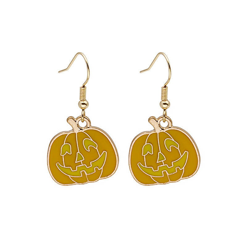 Halloween Earrings: Cute Pumpkin and Spooky Oil Drip Alloy Jewelry