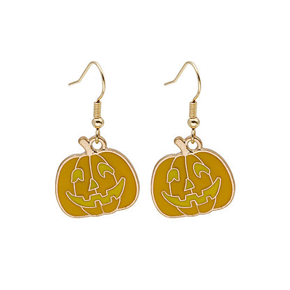 Halloween Earrings: Cute Pumpkin and Spooky Oil Drip Alloy Jewelry