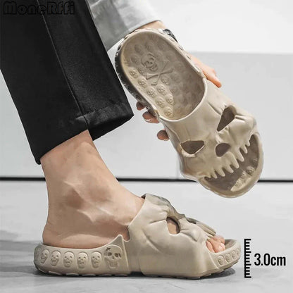 Personalized Skull Design Halloween Slippers: Indoor/Outdoor Slides