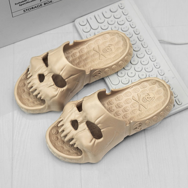 Personalized Skull Design Halloween Slippers: Indoor/Outdoor Slides